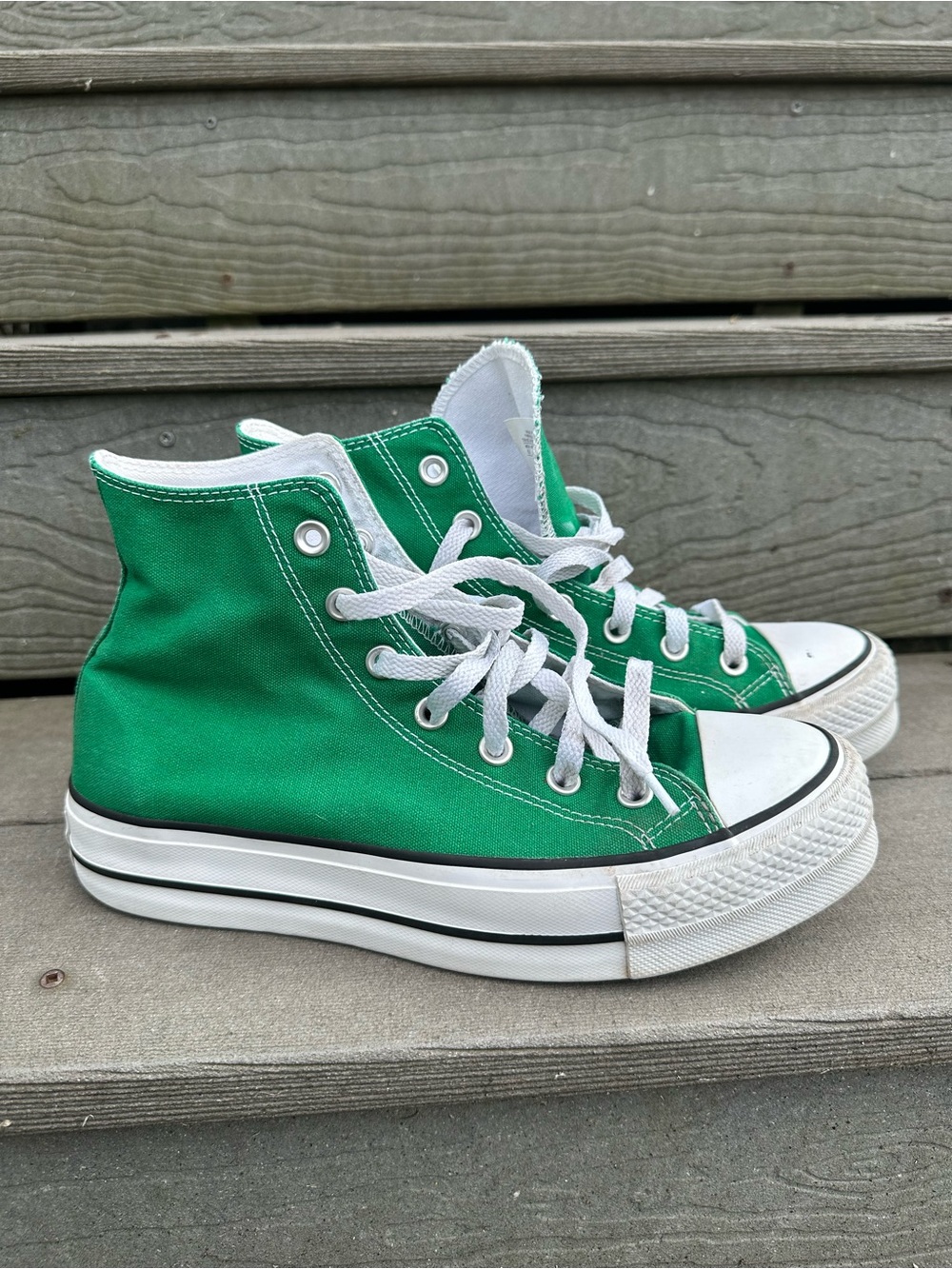Converse Green Platform High Top Sneakers Rubber/Canvas